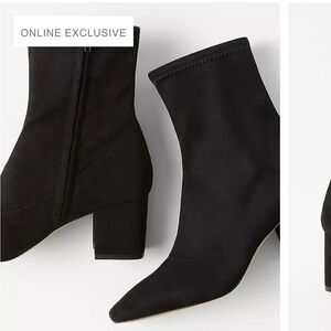 Black block heel stretch booties Ann Taylor